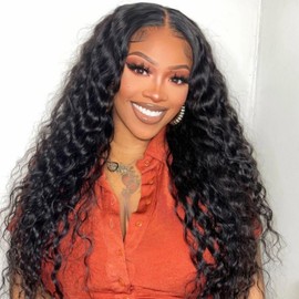 Wiggins Hair Deep Wave Glueless Wigs Human Hair 7x4 Deep Wave Closure Wigs Human Hair Pre Plucked Pre Cut Lace Glueless Wigs 7x4 Curly Human Hair Wig for Women Glueless Lace Front Wigs 20 Inch