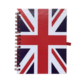 Union Jack Notebook and Matching Pen - Medium A6 Size/London Souvenir Wirebound Notebook/British Flag Design Print/Distressed/UK Notepad