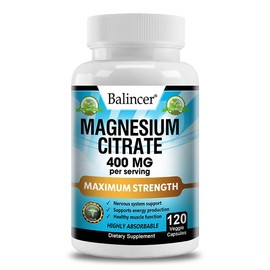 Balincer Magnesium Citrate Health Supplement, Supports muscle, nerve, and energy health, 120 Capsules