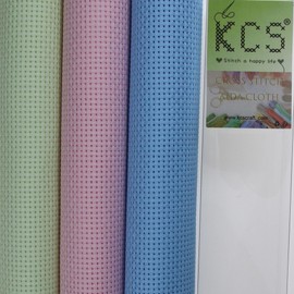 KCS 3 piezas de 15 x 18 pulgadas (38 x 45 cm), tela de punto de cruz, tela enrollada, 11 quilates, azul claro + rosa + verde claro