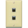 RiteAV 2 Port CAT7 Jack Coupler Female-Female Decorative Wall Plate [Ivory]