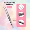 Multipurpose Stainless Steel Tweezers Bulk Sets Angled Serrated Tips Forceps