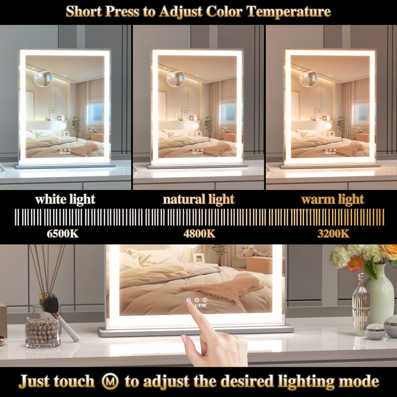 BEAUTME Vanity Mirror 20.5x24.1 Inch,Makeup Mirror with Lights,Hollywood Mirror,LED Mirror