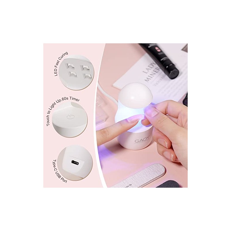GAOY- Kit de uñas de gel polivinílico con luz ultravioleta,
