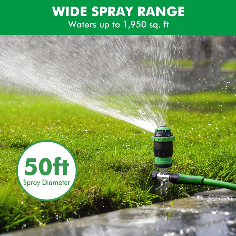 RESTMO Gear Drive Sprinkler with Metal T-Spike Base,Green