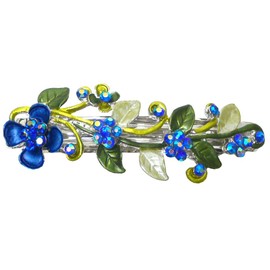 Flower Barrette in Shades of Blue and Green YY86800-8blue