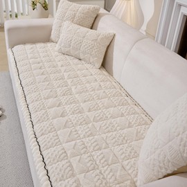 tianxinbaobei Plush Sofa Cover Washable, Non-Slip Couch Covers, Pet Friendly Couch Cover for Dog, Soft & Cozy Sofa Covers Furniture Protector(White/28 x59/Loveseat Sofa Cover)