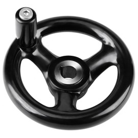 Tiiyee 3 Spoke Hand Wheel, Round 3 Spoked Milling Handwheel Black Electric Wood Bakelite Machine Three Wheel Plastic Detachable Crank Revolving with Handle for Lathe Industrial 12X100mm