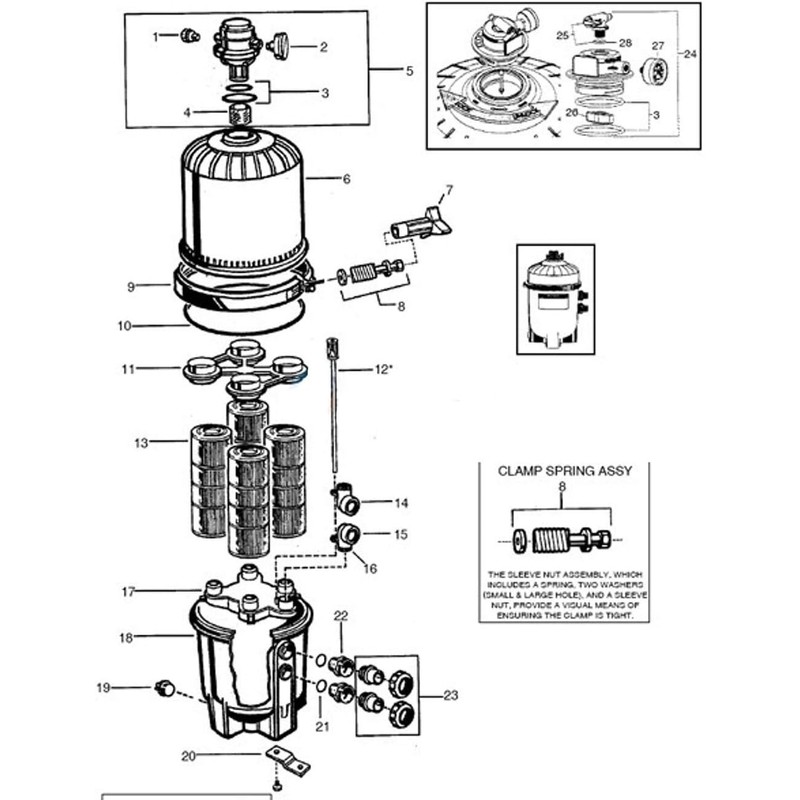 Replacement for DEX2420Z8A Hayward DE and Cartridge Filters Manual Air