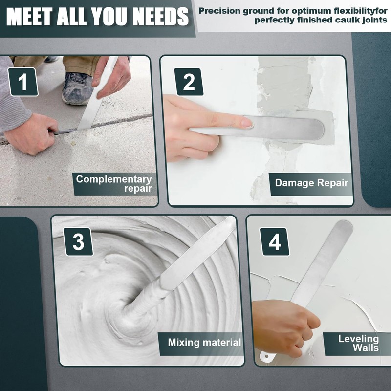 958-G01 7-Piece Caulking Spatula Tool Set, Stainless Steel Streamlined Squeegee