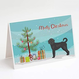 Caroline's Treasures CK3847GCA7P Black Labradoodle Christmas Tree Greeting Cards and Envelopes Pack of 8 Blank Cards with Envelopes Whimsical A7 Size 5x7 Blank Note Cards