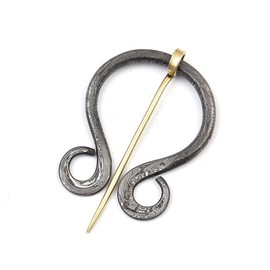 Armory Replicas™ Unique Hand-Forged Damascus Steel Brooch Head with Brass Pin | 2" x 1.5" | Durable & Versatile for Everyday Wear, Medieval Reenactments, and Renaissance Festivals