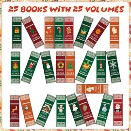 Feifeiya 25 Pcs Christmas Books Advent Calendar Boxes for Christmas Countdown Diy Christmas Advent Calendar Boxes Decorations for Fireplace Mantel Window Decor Shelves Table Centerpieces Decor (Cute)