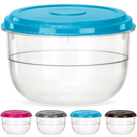 DecorRack X-Large Food Storage Container, 5.75 Quarts, BPA Free Plastic, 185 oz Heavy Duty Multipurpose Plastic Storage Container, Round Cake Dough Riser Bowl with Airtight Lid, Random Color (1 pack)