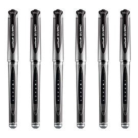 Uni Ball Black Capped (UM-153S) Gel Impact Rollerball Pen Ball Point Pens Broad 1mm Tip Nib 0.6mm Line Width Ink (Pack Of 12)