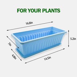 PURPLE STAR 1N 4 Packs 17 Inch Rectangular Window Flower Box Planter with Tray for Balcony, Windowsill, Garden
