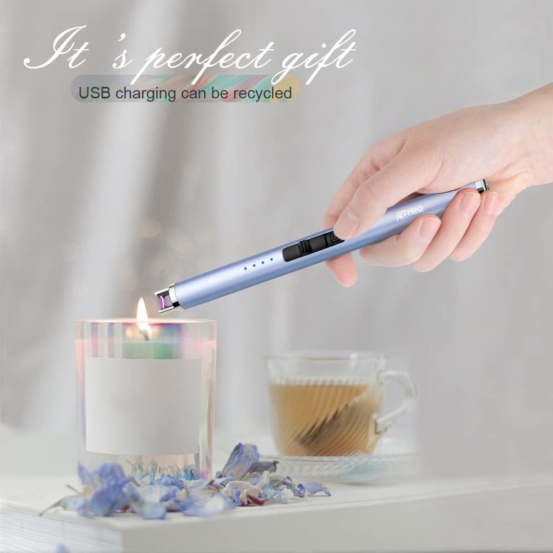 JETPRO USB Rechargeable Candle Lighter Electronic Arc Lighter Windproof Flameless