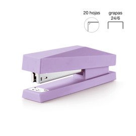 Miquelrius - Stapler Compatible 24/6, Format 122 x 60 x 76.5 mm, Capacity up to 20 Sheets, Staple Machine Colour Mauve