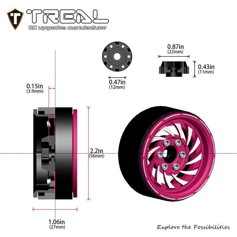 TREAL 1.9 Beadlock Wheels - Cyclone Style CNC Machined Aluminum