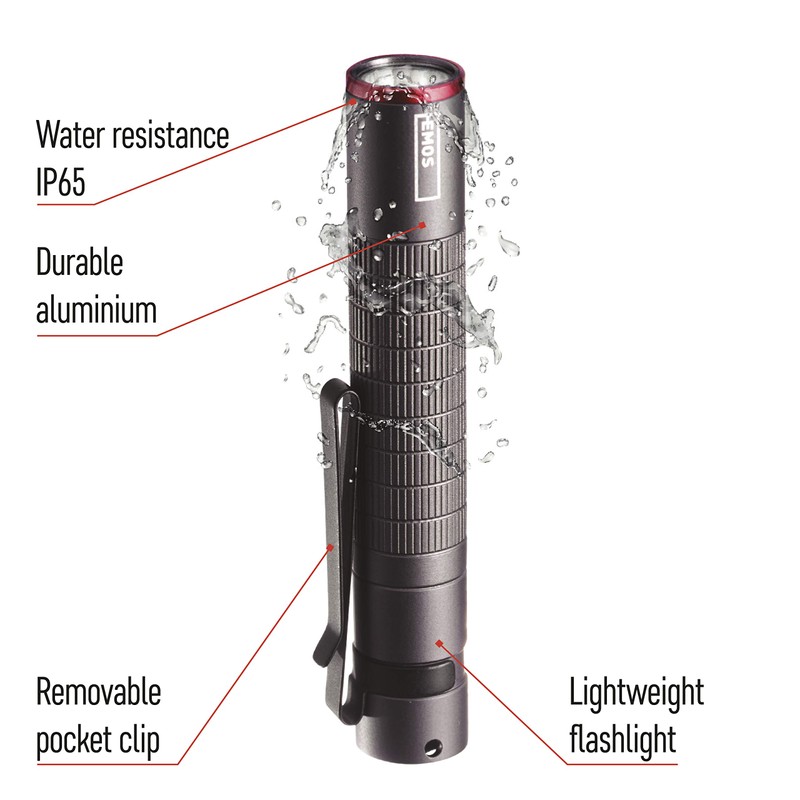 EMOS Waterproof Mini Flashlight, Super Bright CREE LED Flashlight, 100lm