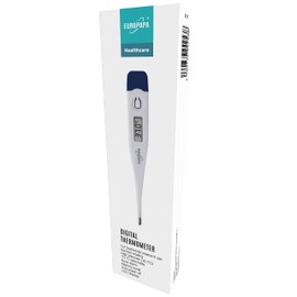 EUROPAPA Digital Fever Thermometer for Babies, Children and Adults, Oral, Axillar or Rectal Thermometer Waterproof with Fever Alarm (Dark Blue)