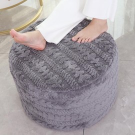 Asuprui Round Footstool Ottoman, 20x14 Inches Multi-Functional Modern Foot Stool,Floor Poufs, Sofa Footrest Extra Seating for Living Room, Entryway, Hallways and Bedrooms (Gray)