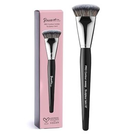 Bueart Design PRO Contour Sweep Sculpteur #197, Synthetic Fiber Makeup Brush, Black/Silver, 8 Inches