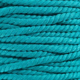 Super Soft 3 Strand Twisted Cotton Rope (Teal, 1/4 Inch x 10 Feet)