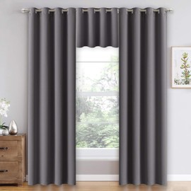 NICETOWN Blackout Window Valance Panel - Light Reducing Curtian Tier for Half Window/Bunk Bed/Kitchen (W52 Inch x L24 Inch + 1.2 Inch Header, 1 Panel, Grey)