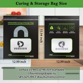 1 LB Curing & Storage Bags, Curing and Food Storage, Double-Tracked Zip Closure Heat Sealable Upright, Reusable Humidity Control Cure Bags (15.94 x 12.99 inch, 10 Pack)