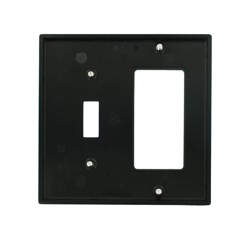 Leviton 2-Gang 1-Toggle 1-Decora/GFCI Device Combination Wallplate, 80707-E, Black