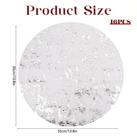 Silver Disposable Placemats, Set of 16, Metallic 13 Inch Silver Foil Placemats, Placemats for Dining Table, Wedding, Christmas, Birthday, Party (Silver)