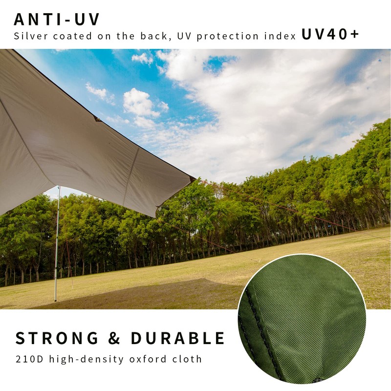 Unigear Hexagon Hammock Rain Fly,15x14FT/12x10FT Multifunctional Waterproof Camping Tarp,Lightweight and