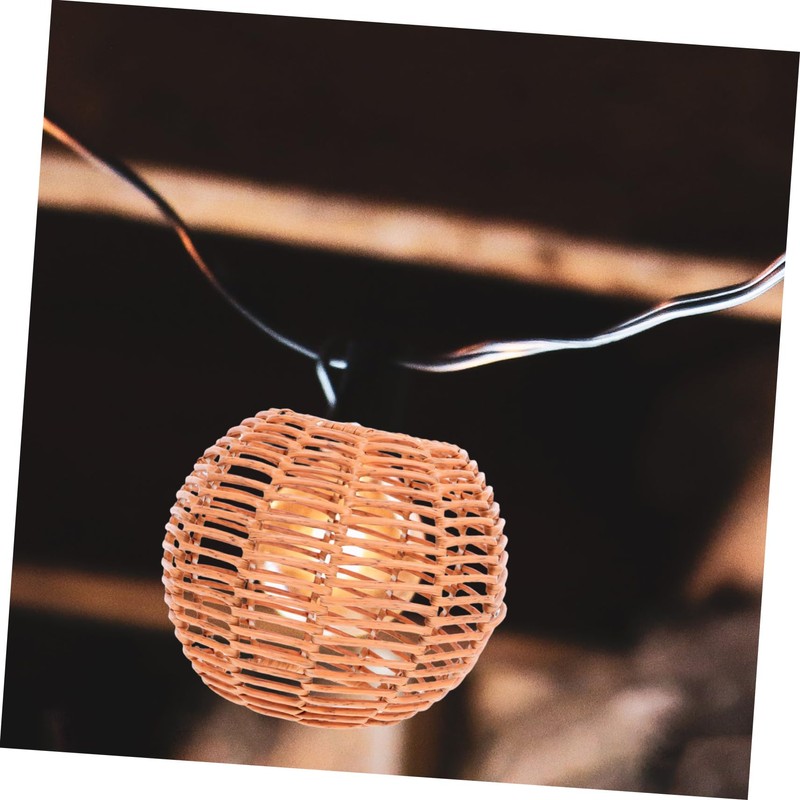 TEHAUX Artisan Crafted Retro Macrame Style Wicker Pendant Elegant Lampshade