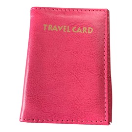 Lorenz Leather Effect Grained PU Travel Id Pass Card Holder with Rear Id Window - Pink