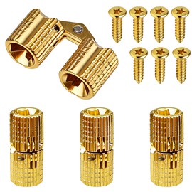 Hidden Brass Barrel Hinges 8 mm - 4 PCS Hidden Concealed Hinges with Screws, 180 Degree Opening Angle Concealed Furniture Hinges, Mini Furniture Hardware for DIY Jewelry Box, Wooden Case