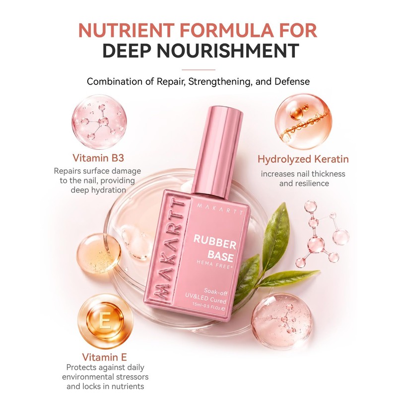 Makartt Rubber Base Builder Gel 15ml - Nude 6-in-1 for