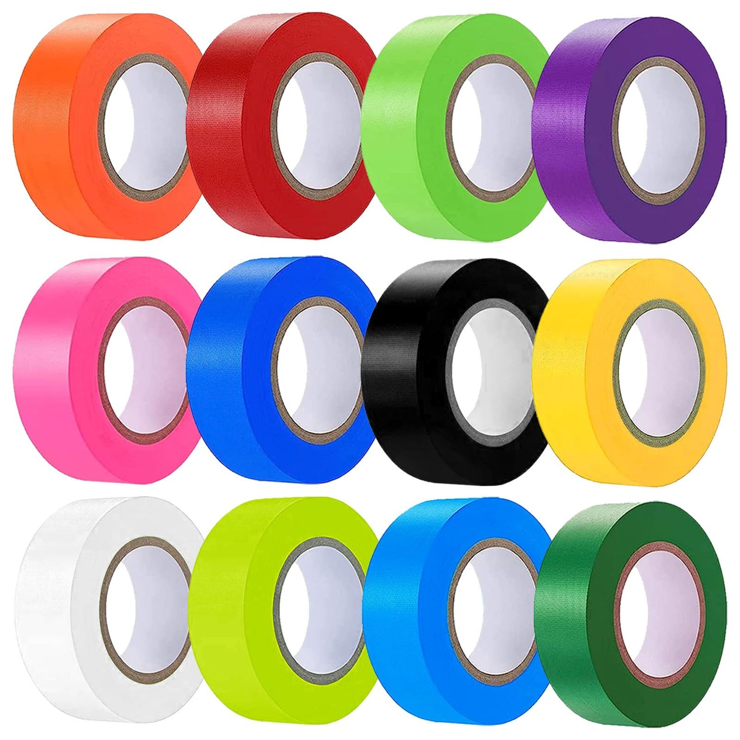 YLTOLOO 12 Pack Flagging Tape Assorted Colors, Non-Adhesive Plastic ...