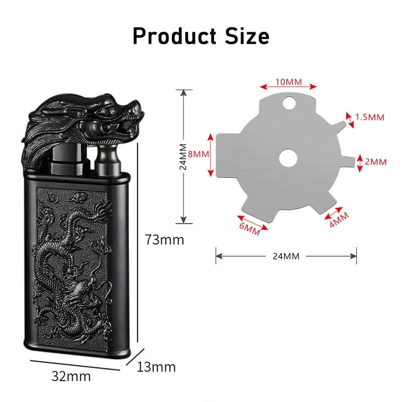 Torch Lighter, Relief Dragon Design Magic Dual Flame Lighter with