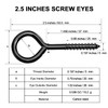 10PCS 2.5 Inch Stainless Steel Screw Eyes, Black Eye Hooks