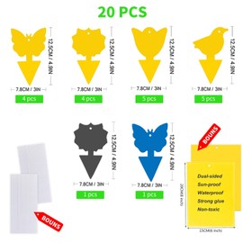 Fruit Fly Traps for Indoors,20pcs Yellow Sticky Fly Traps,Gnat Traps,Bugs Catcher for House Outdoor, Bonus 4 Fly Paper Tubes Home Office (Yellow)