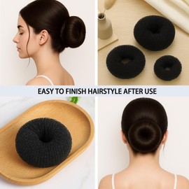 UKSKS Hair Bun Maker Set in Black, Includes 6 Donut Shapers, 50 Bobby Pins and 5 Hair Ties for Women and Girls, Easy Bun Styling Kit for All Hair Types