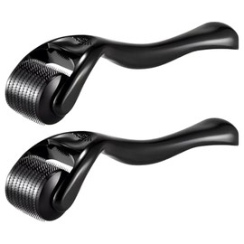VERALY.MX | Rodillo Facial Dermaroller Crecimiento Pelo Barba Dermaroller Rodillo Facial Estimula la Producción de Colágeno Promueve el Crecimiento Pelo Barba y Rejuvenecimiento de la Piel Facial Cuidado Facial (Negro 2 Piezas)