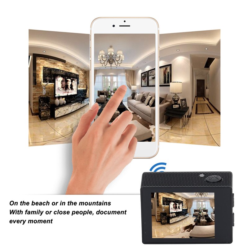Outdoor Sports Camera 4K Wifi ABS Waterproof High Definition Black