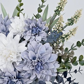 LADADA Fake Flowers with Vase, Silk Flowers in Vase, Suitable for Wedding, Party, Home Decor (Dahlia)