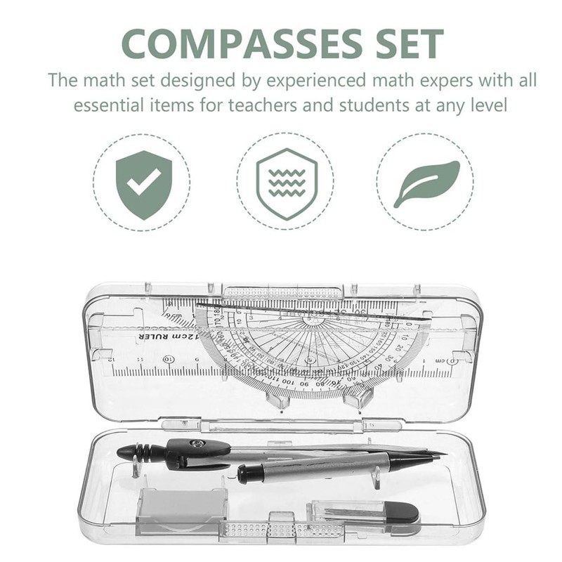 Operitacx 3 Boxes Drawing Tool Geometry Compass Triangle Ruler Compass