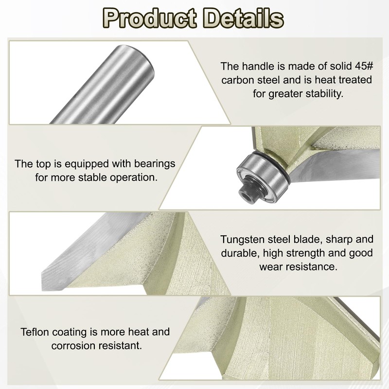 sourcing map 45 Degree Chamfer Router Bit 1/2 Inch Shank