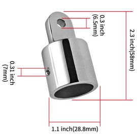 Laorde 316 Stainless Steel Bimini Top Eye End Cap 7/8 inch and 1 inch Marine Grade Heavy Duty Bimini Top Parts for Boats with L Shape Hex Key (7/8 inch 2 Pack)