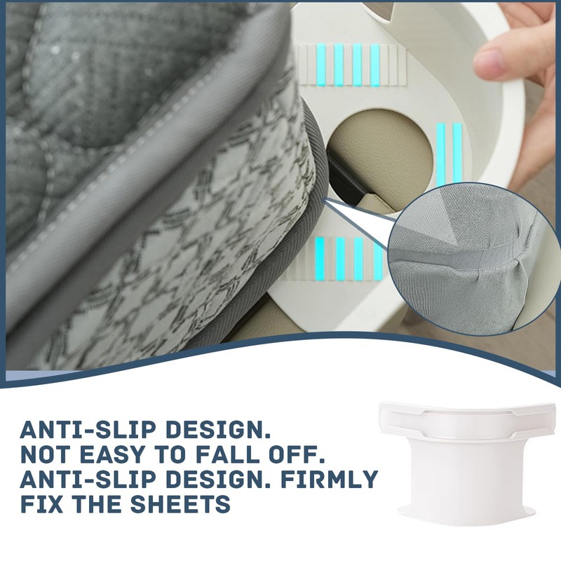 Pack of 4 Bed Sheet Holders with Locking Strips, Removable