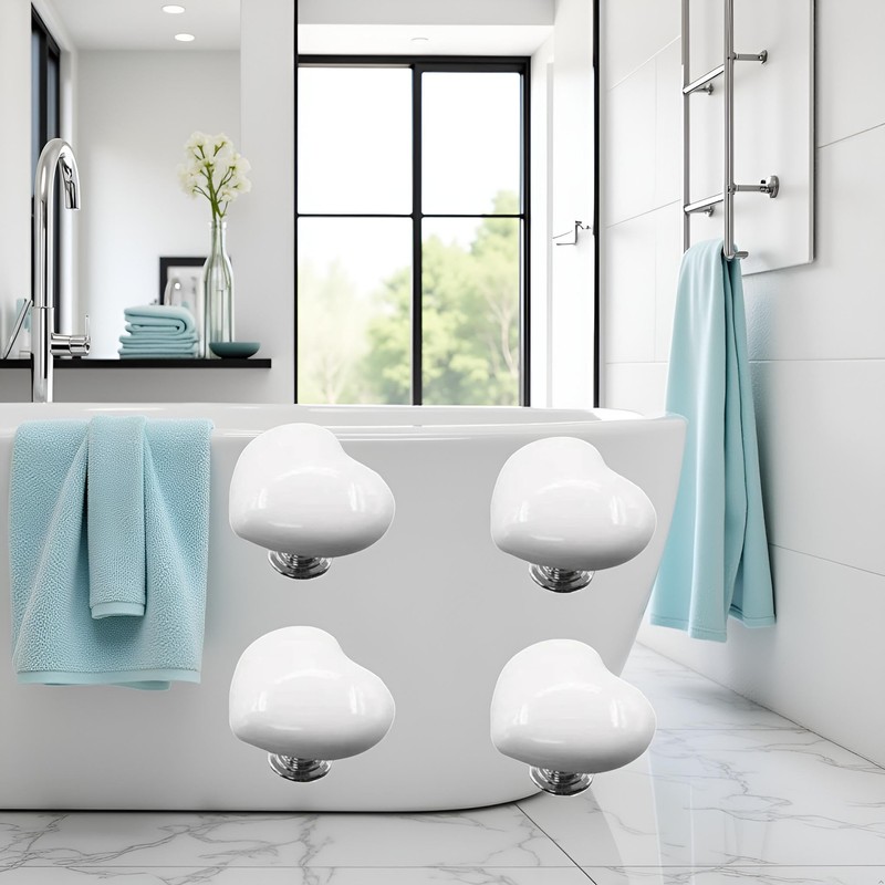 4Pcs White Love Heart Shaped Toilet Tank Button, Toilet Push